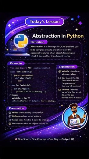 Abstraction in OOPS Python 🐍. #trendingshorts #abstract #oop