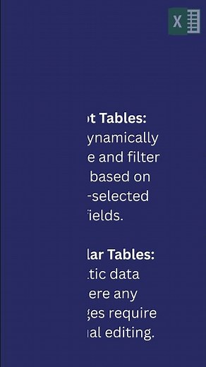 📊 Pivot Tables vs. Regular Tables – Key Differences in Excel!