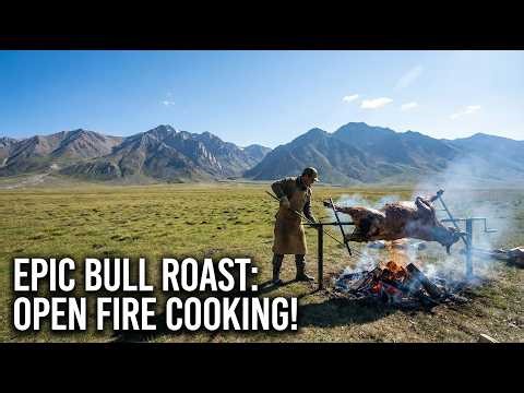 Whole Bull on the Spit, Open Fire Cooking at Its Finest | By @wildernesscooking