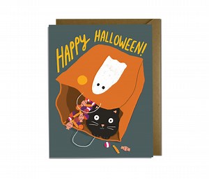 Halloween Cat Card – Candy Bag Blank Note Card - Etsy