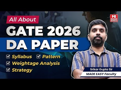 GATE 2026 DA Paper Full Guide | Syllabus, Pattern, Strategy & Weightage by Srikar Sir!