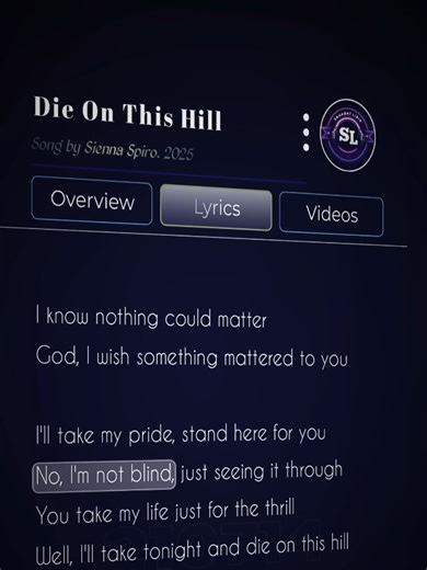 Die On This Hill || Sienna Spiro. 2025 ° ° #lyrics #music #songs #soundviral #dieonthishill