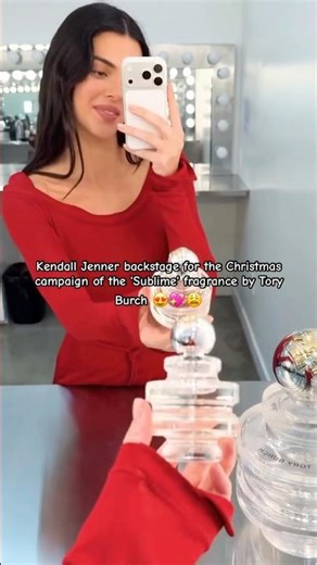 Kendall Jenner backstage for the Christmas campaign of the 'Sublime' fragrance by Tory Burch#shorts