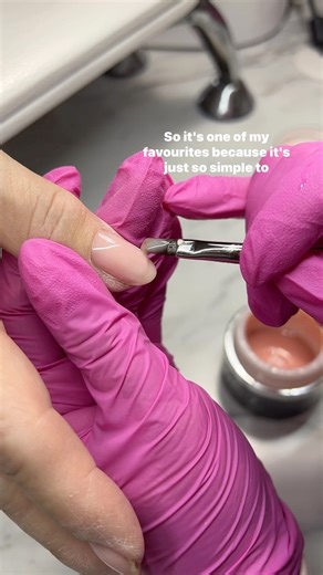 Gel I’m using: Akzentz Trinity in the shade SW1 ❤️ brush is the Kokoist round brush! I love this gel because it doesn’t require all the extra steps 👌🏻 simple and easy to use! #hardgel #hardgelnails #geloverlay #structuredmanicure #structuredmani | Nails By Katie Dutra