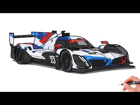 How to draw a BMW M HYBRID V8 / drawing BMW LMDH sports car