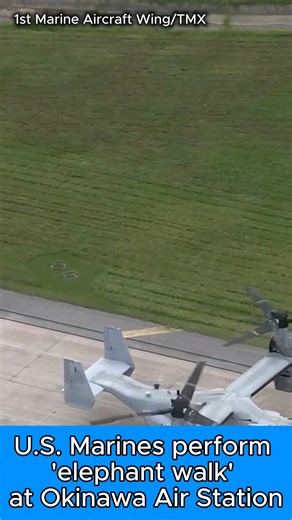 U.S. Marines perform 'elephant walk' show of force at Okinawa Air Base