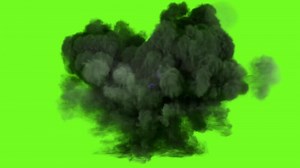 3d rendering of animated purple fire explosion effect on green screen background
