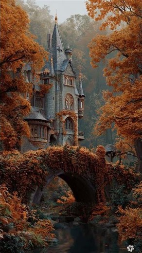 Castle in autumn leaves when nature becomes architecture