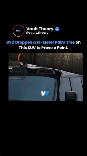 Vault Theory on Instagram: "This wasn’t a stunt — it was a system of validation. BYD didn't just drop a tree. They engineered a repeatable, measurable impact test to prove structural integrity under extreme, real-world conditions. Every detail—weight, height, angle—was calculated to simulate a catastrophic event, not just create a spectacle. 🌴 How the test system worked: · A 13-meter palm tree was lifted and dropped from a precise height onto the SUV's roof · Sensors measured force distribution