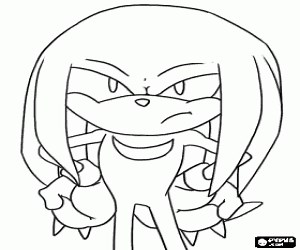 Knuckles, character of Sonic coloring page printable game