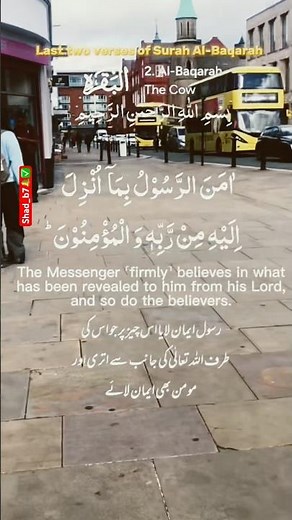 The last two verses of Surah Al-Baqarah (Verses 285 and 286)🤍آَمَنَ الرَّسُولُ بِمَا أُنْزِلَ إِلَي