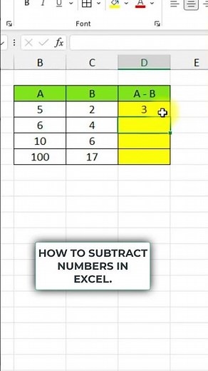 How to Subtract Numbers in Excel! #excel
