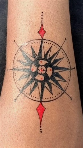 Geometric Compass Tattoo Drawing on Hand | Step by Step #shorts #drawingink #tattoo #trending