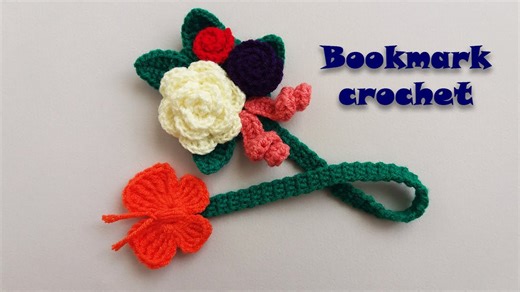 Step-by-step flower bookmark crochet tutorial