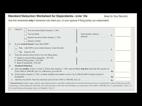 1040 Instructions pt 138 Standard Deduction Worksheet for Dependents—Line 12e tax year 2025
