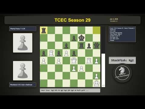 Reckless 0.9.0-dev-c5af2cea vs PlentyChess 7.0.29 | TCEC Season 29 | Round 2.1