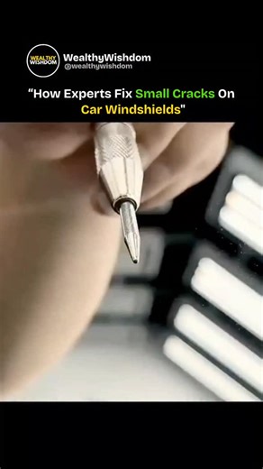 Wealth | Finance | Motivation on Instagram: "To repair small windshield cracks, professionals use a precise and careful process. They begin by drilling a tiny hole in the center of the crack to relieve internal pressure. Next, a special resin is injected to fill and seal the damaged area. A thin film is applied over the spot, then a curing compound is added and polished to restore full clarity. Once finished, the crack becomes nearly invisible—bringing back both the strength and the flawless loo