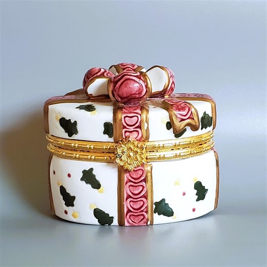 Present Small Hinged Trinket Box, PHB Porcelain Sierra Gift Company Vintage Vtg Bow Ribbon Christmas Holiday 2 1/2" Tall - Etsy
