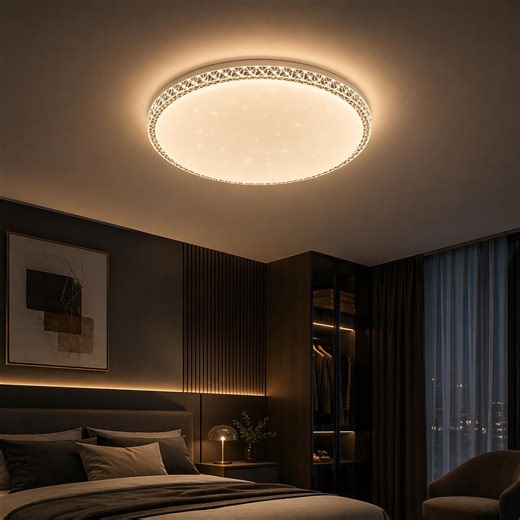 Modern LED Ceiling Light Flush Mount Crystal Effect Bedroom Lamp Remote Control 6 Sizes - Etsy