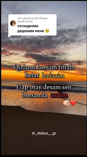 @sirli_qizalloq_007ga javob onashim oʻzimi