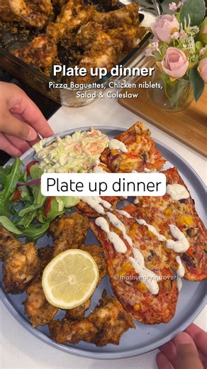 Plate up dinner 🍽️ Pizza Baguettes & Chicken Niblets 🍕#food #plateup #dinner #chicken #pizza