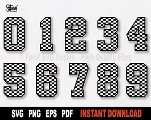 Racing Checkered Numbers SVG: Sport Clipart, Cricut Silhouette Cut File (digital Download) - Etsy