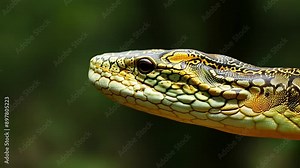 Close-Up of Snake Head with Detailed Scales with Ai generated.