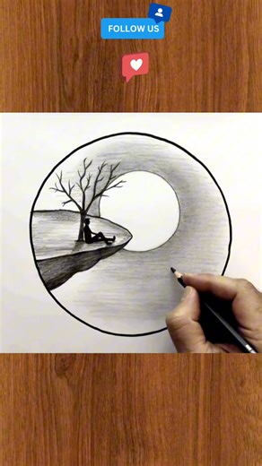 How to Draw a Man Sitting on a Cliff under a Tree | Easy Step-by-Step Pencil Sketch #CliffDrawing #LandscapeDrawing #PencilSketch #ManDrawing #TreeDrawing | Çizim Mektebı