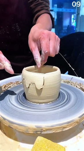 the process of forming clay with a rope