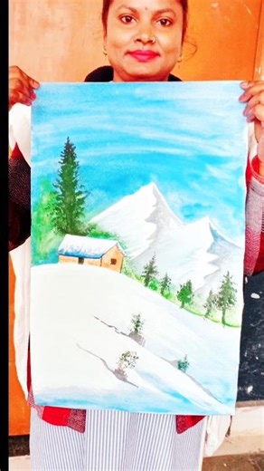 How to paint snowy mountains #shortvideo #art #trending #snow #snowfall #shakuntla