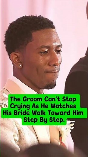 The Groom Can’t Stop Crying As He Watches His Bride Walk Toward Him Step By Step. #wedding