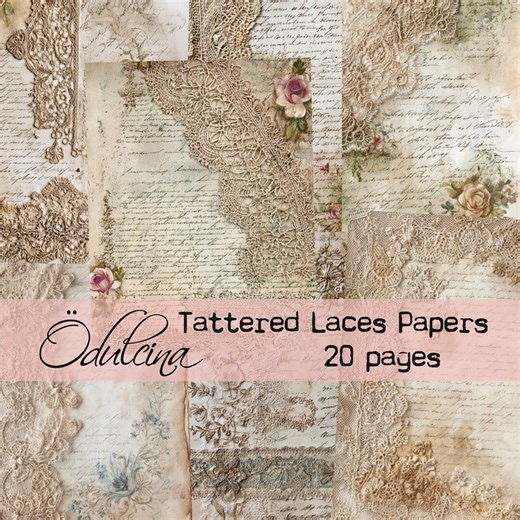 Antique Laces Papers, Tattered, Timeworn, and Perfect for Junk Journals, Collages, and Shabby Chic Creations. - Etsy