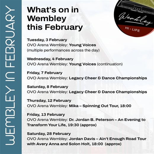 Wembley HiLife | 🎤 February at the OVO Arena Wembley is packed with unmissable live events, from headline concerts to large-scale performances and special... | Instagram