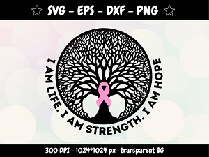 Breast Cancer SVG: Design for Cricut & Silhouette, Commercial Use, Life Tree - Etsy