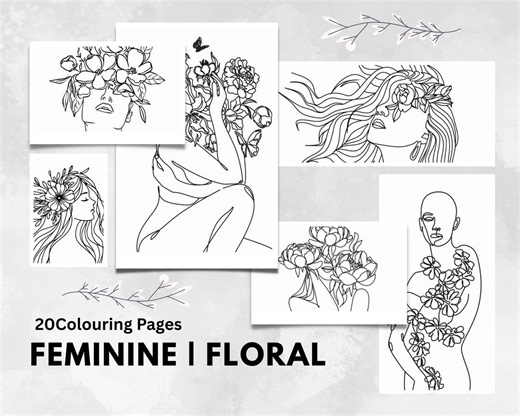 Feminine Floral Coloring Pages PDF | Adult & Teen Coloring Book Printable | 20 Flower Coloring Sheets | Relaxing Digital Download - Etsy