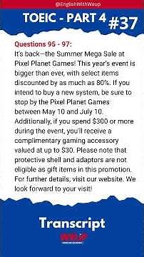 TOEIC Listening Part 4 Practice #37 | Listen & Learn Fast! | TOEICリスニング