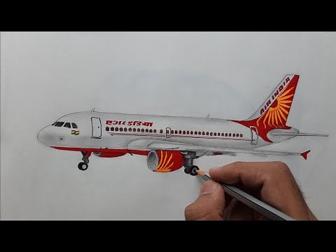 Sketching an AIR INDIA aircraft!! How to draw a aircraft- timelapse video ✈✈