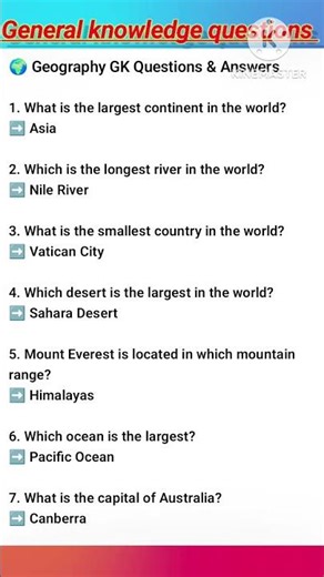 🌍 Geography GK Questions & Answers | World Geography Quiz 🧠