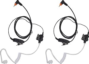 2pack Acoustic Tube Earpiece Impact Headset with PTT Mic for Motorola Radio DLR110 TLK100 TLK110 SL300 SL1600 SL2600 SL3500e SL4000 SL7000e SL7550 SL7550e SL7580 SL7580e SL7590 SL8550 SL1K SL1M