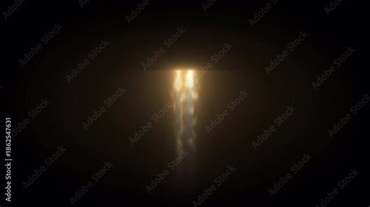 Animated vertical meteor with a bright glowing core and smoky fire trail falling downward against a dark background, ideal for cinematic visual effects, space scenes, and dramatic motion graphics.