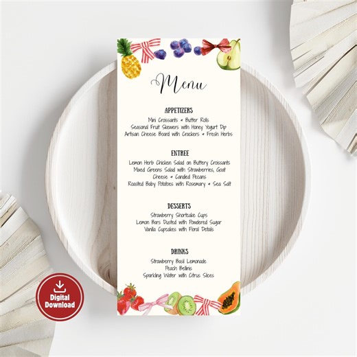 Fresh off the Market Menu Template, Farmers Market Bridal Shower Menu, Editable Canva Menu, Bridal Brunch Menu, Printable Menu - Etsy