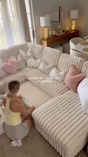 Couch to Bed Transformation in 60 Seconds 🛋️☁️ —The Coziest Sleep Setup for Small Spaces 🎀😱✨#sofa