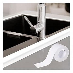 1.5''x10.5FT PVC Self Adhesive Caulk Tape, Waterproof White Caulking Sealing Strip for Kitchen, Countertop, Sink, Bathroom, Toilet Base, Shower, and Bathtub Floor Wall