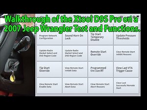 Walkthrough of the Xtool D9S Pro on a 2007 Wrangler Showing the Active Test and Special Functions.