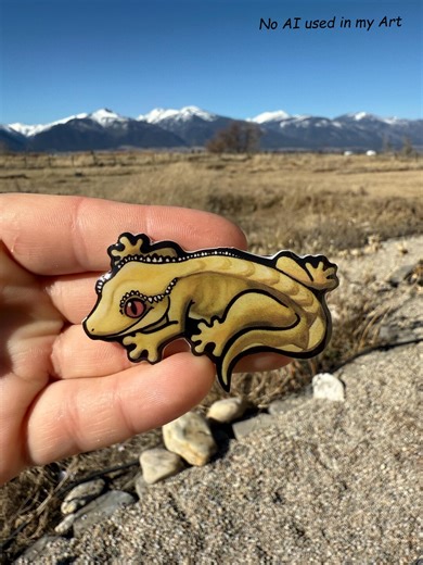 Crested Gecko Lizard Magnet: Gift for Animal Lovers, Vet Tech, Zookeeper, Teacher, Cute Acrylic Animal Art for Fridge or Locker Non AI Art - Etsy