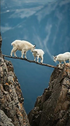 🔥 Daring Mountain Goats Defy Gravity on Cliff Edge 😱🐐