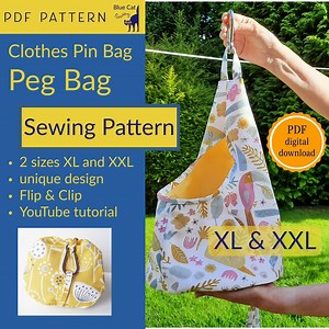 Peg Bag PDF Sewing Pattern, Extra Large Clothespin Holder, Wall Hanging Storage, Handmade Flip and Clip, Digital Download DIY Instructions - Etsy UK