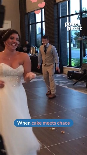 A moment of love, a splash of cake, and a lifetime of laughter! #cakey #wedding #brideandgroom | Poke My Heart