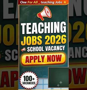 🚨 Latest Teaching Jobs 2026 | School Vacancy | Teacher Recruitment | One For All Jobs