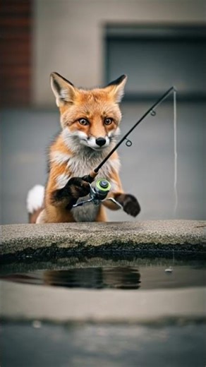When A Fox Fishing 🎣🦦#funny #entertainment #animals #love #music #DreamScreenAI